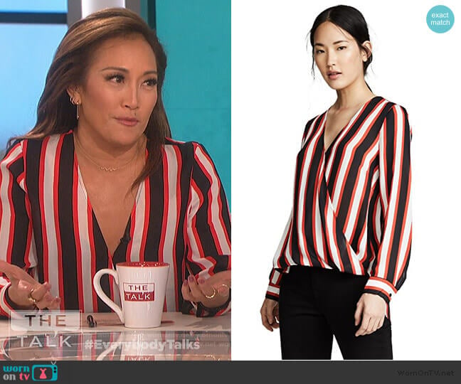 Kyla Draped Blouse by L'Agence worn by Carrie Inaba on The Talk