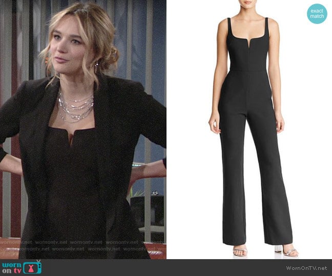 WornOnTV: Summer’s black notched neck jumpsuit on The Young and the ...