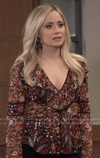 Lulu’s floral ruffled blouse on General Hospital