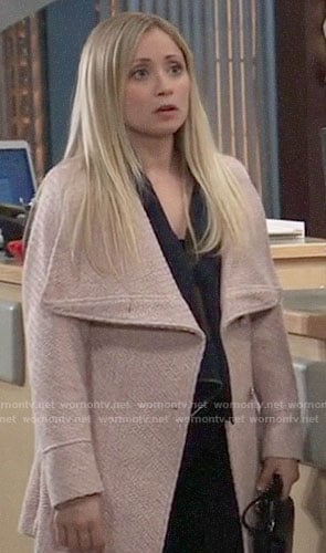 Lulu’s pink textured wrap coat on General Hospital