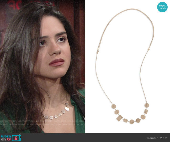 Madewell Holding Pattern Necklace in Light Silver Ox worn by Lola Rosales (Sasha Calle) on The Young & the Restless