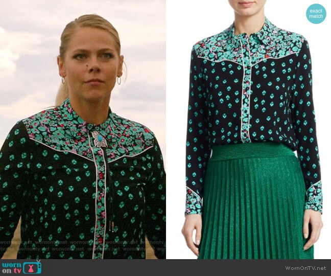 Maje Cimani Printed Shirt worn by Isobel Evans-Bracken (Lily Cowles) on Roswell New Mexico