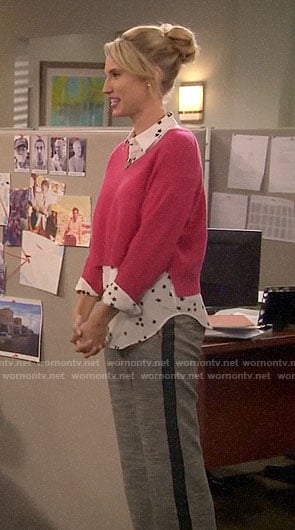 Mandy's star print shirt and pink cropped sweater on Last Man Standing