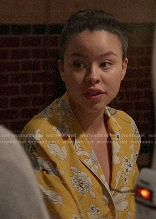 Mariana's yellow floral pajamas on Good Trouble