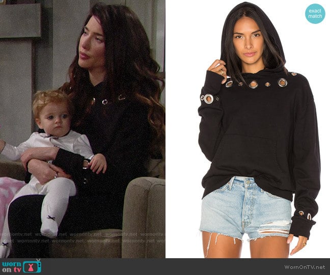 Monrow Grommet Hoody worn by Steffy Forrester (Jacqueline MacInnes Wood) on The Bold and the Beautiful