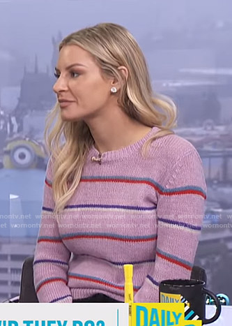 Morgan’s pink striped sweater on E! News Daily Pop