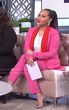 Adrienne’s pink contrast suit on The Real