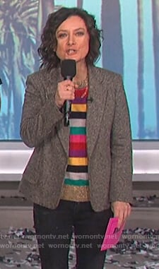 Sara’s multicolored stripe sweater on The Talk