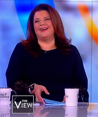 Ana’s navy lace cuff top on The View