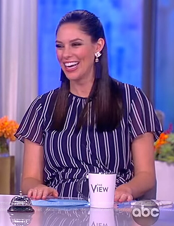 Abby’s navy striped jumpsuit on The View