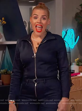 Busy's denim jumpsuit on Busy Tonight