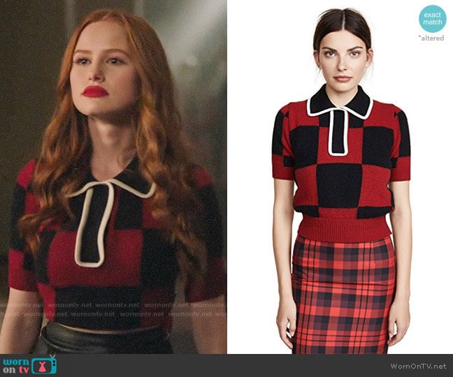 No. 21 Collared Check Sweater worn by Cheryl Blossom (Madelaine Petsch) on Riverdale