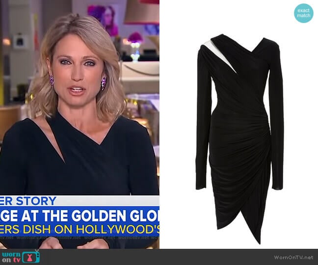 Jersey Long Sleeve Draped Dress by Pamella Roland worn by Amy Robach on Good Morning America