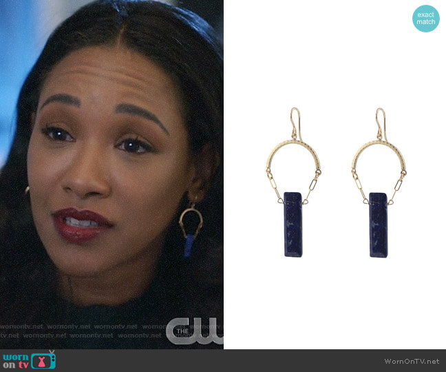 Peggy Li Blue Lapis Arch Earrings worn by Iris West (Candice Patton) on The Flash