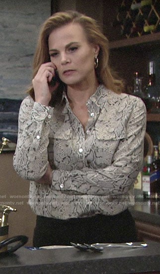 Phyllis's snake print blouse on The Young and the Restless