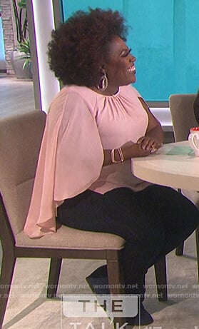 Sheryl’s pink drape sleeve top on The Talk