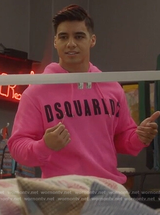 Vivek's pink DSquared2 hoodie on Grown-ish