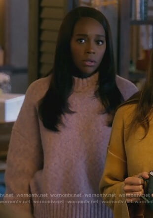 Michaela’s pink speckled sweater on How to Get Away with Murder