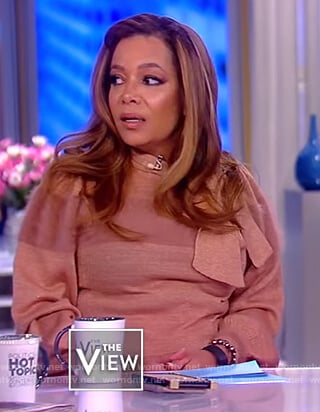 Sunny's pink tie neck sweater on The View