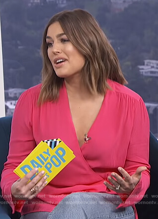 Carissa’s pink wrap top on E! News Daily Pop