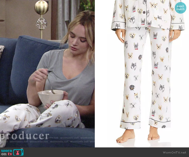 PJ Salvage Think Pawsitive Dog Print Flannel Cotton Pajama Set worn by Summer Newman (Hunter King) on The Young & the Restless