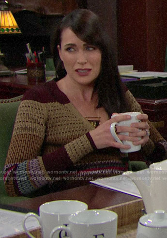 Quinn’s striped wrap sweater on The Bold and the Beautiful
