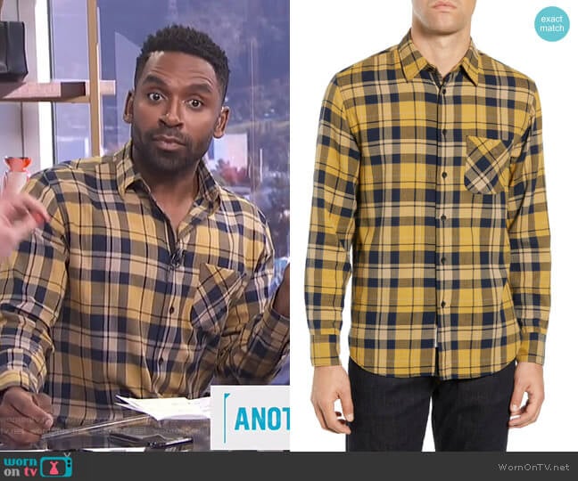 Fit 3 Plaid Beach Shirt by Rag & Bone worn by Justin Sylvester on E! News