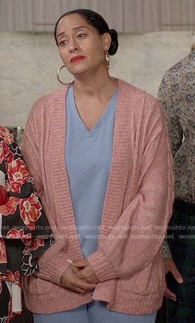 Bo’s pink cable knit cardigan on Black-ish