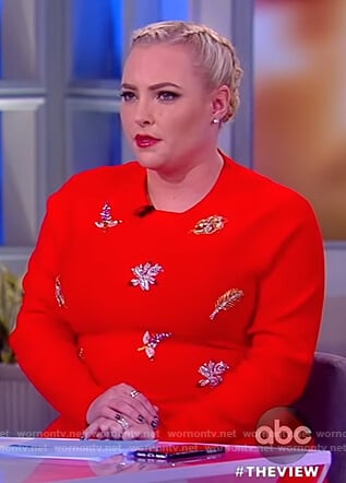 Meghan’s red embellished sweater on The View