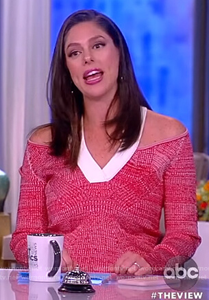 Abby’s red knit cold shoulder dress on The View