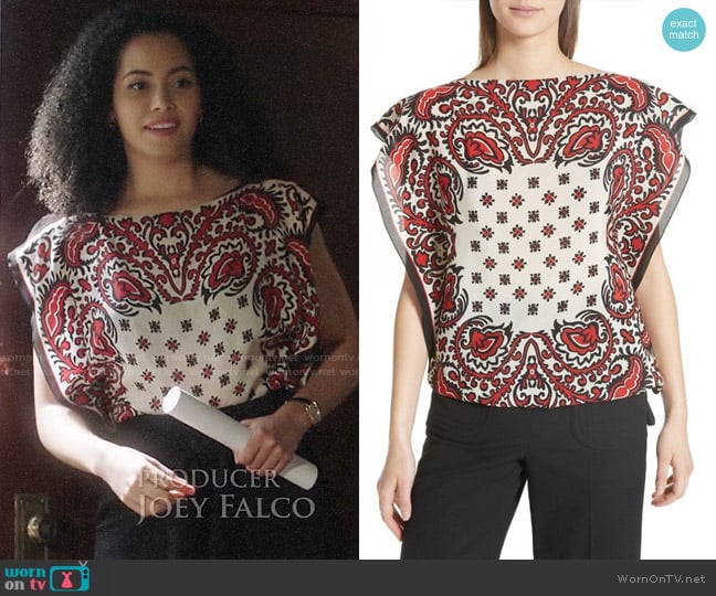 RED Valentino Scarf Print Silk Top worn by Macy Vaughn (Madeleine Mantock) on Charmed