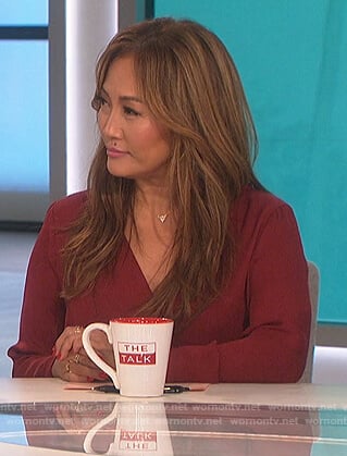 Carrie’s red wrap blouse on The Talk