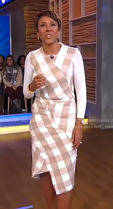 Robin’s checked asymmetric dress on Good Morning America