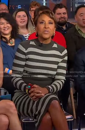 Robin’s striped ribbed dress on Good Morning America