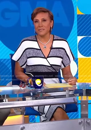 Robin’s striped ribbed wrap dress on Good Morning America