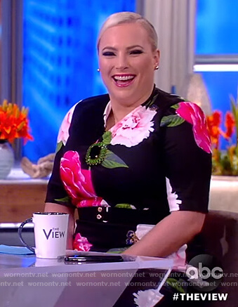 Meghan’s black floral sheath dress on The View