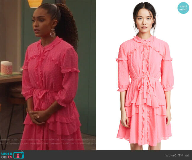 WornOnTV: Zoey’s pink ruffled dress and embellished jeans on Grown-ish ...