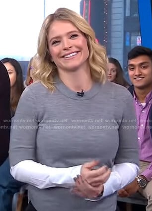 Sara’s grey layered sweater on GMA Day