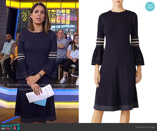 WornOnTV: Cecilia’s navy bell sleeve dress with white stitching on Good ...