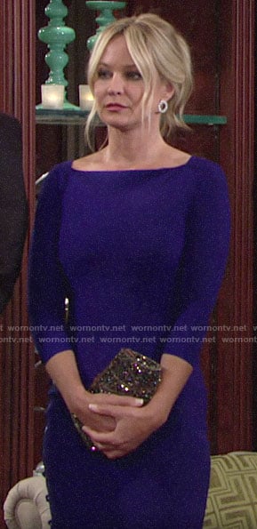 Sharon's blue dress at Mia and Rey's vow renewal on The Young and the Restless