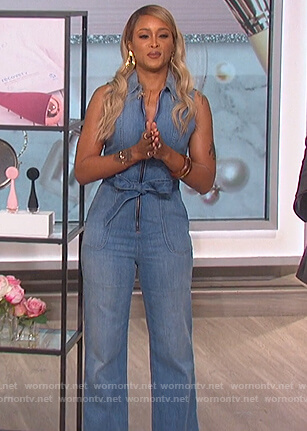 Eve’s sleeveless denim jumpsuit on The Talk