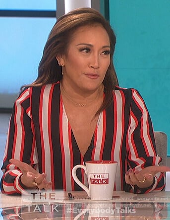 Carrie’s striped wrap top on The Talk