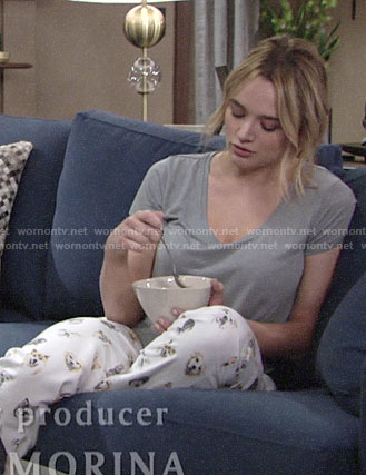 Summer’s dog print pajamas on The Young and the Restless