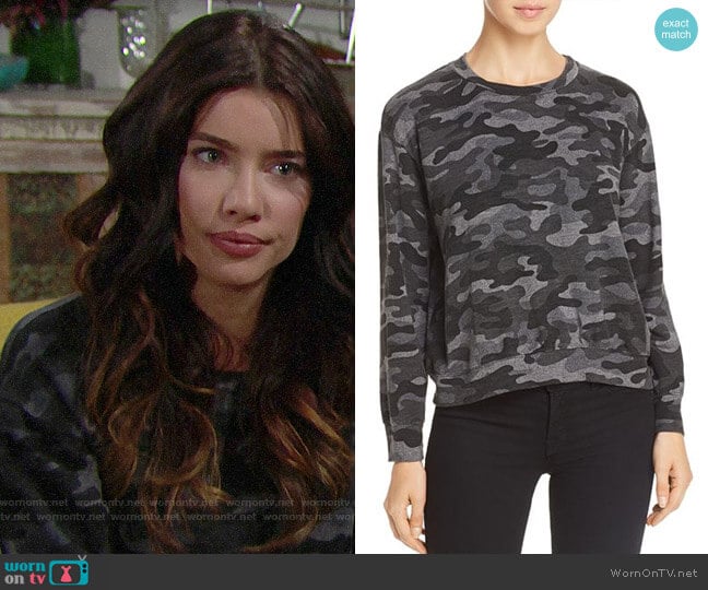 Sundry Camo Sweatshirt worn by Steffy Forrester (Jacqueline MacInnes Wood) on The Bold and the Beautiful