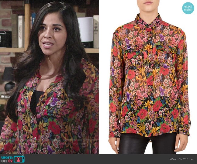 The Kooples Cocktail Flowers Shirt worn by Mia Rosales (Noemi Gonzalez) on The Young and the Restless