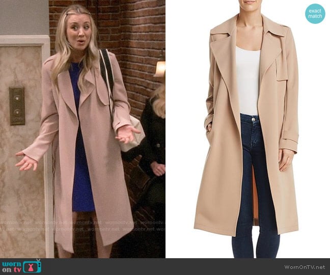 Theory Oaklane Admiral Crepe Trench Coat worn by Penny Hofstadter (Kaley Cuoco) on The Big Bang Theory