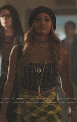 Toni’s checked crop top and yellow plaid skort on Riverdale