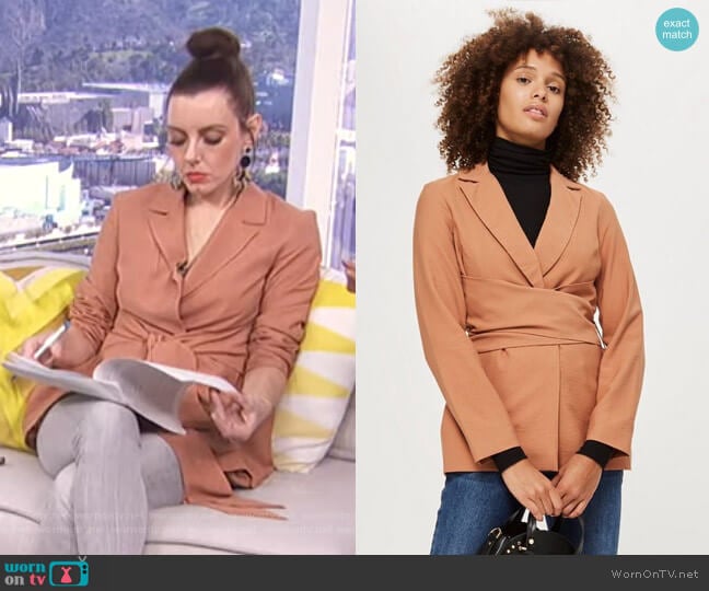 Wrap Tie Blazer by Topshop worn by Melanie Bromley on E! News