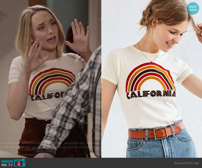 Urban Outfitters California Flocked Rainbow Tee worn by Sherry on Modern Family