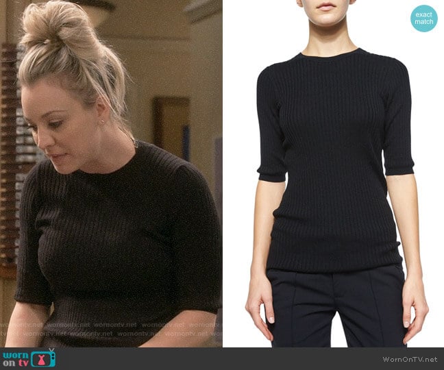 Vince  Skinny Rib Crewneck Sweater worn by Penny Hofstadter (Kaley Cuoco) on The Big Bang Theory